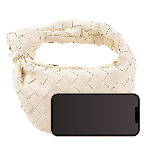 Jyg Knoted Woven Handbag For Women Fashion Designer Ladies Hobo Bag Bucket Purse Faux Leather (White) #TOP14