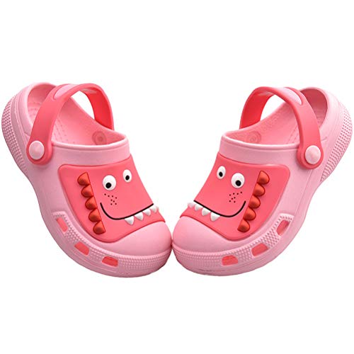 MARITONY Kids Boys Girls Dinosaur Clogs Slippers Toddler Slip On Lightweight Beach Pool Sandals Pink