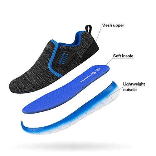 Dream Pairs Boys Girls Shoes Kids Slip On Tennis Ez-Ons Mightymovers Running Athletic Sports Sneakers,Size 4 Big Kid,Black/Grey/Royal,Luca thumb #6