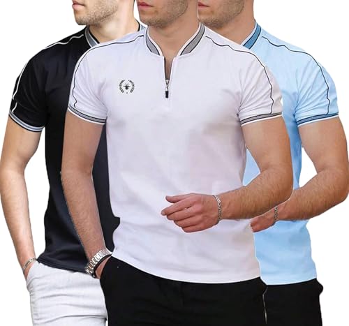 Image of Men's Solid Cotton Rich Polo T Shirt | Collar Tshirts | Half Sleeves | Plain-Regular Fit (Available in Plus Size and Combo Pack of 2)