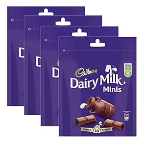 Cadbury Dairy Milk Home Treats 126 g pack of 18 Mini Chocolate Bars, Pack of 4