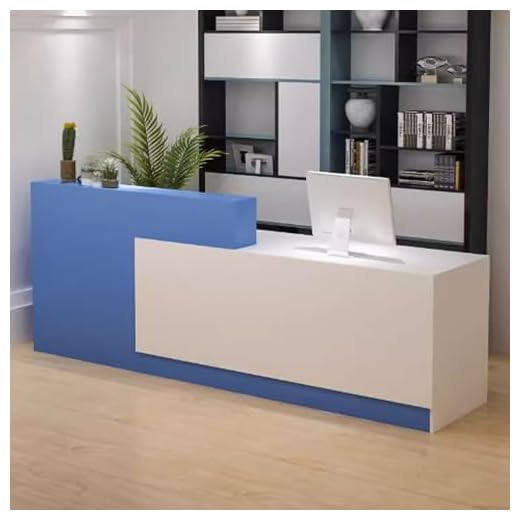 Modern Blue & White Reception Desk for Offices