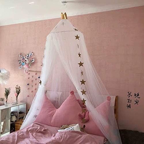 Conthfut Bed Canopy Premium Yarn Play Tent Bedding for Kids Playing Reading with Children Round Lace Dome Netting Curtains Baby Boys and Girls Games House (White)
