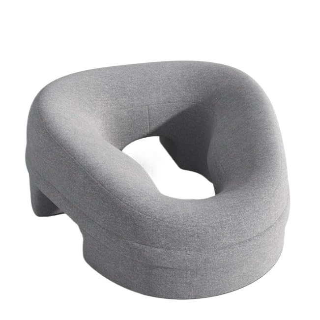 プロ用 マッサージ枕 顔穴あき メモリーフォーム｜低反発 うつ伏せ用 美容ベッド枕 エステサロン対応｜通気性 洗えるカバー付き (grey)