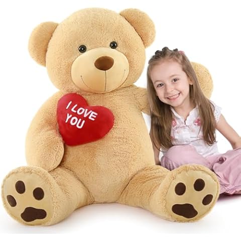 MaoGoLan Giant Teddy Bear 52" Stuffed Animal - I Love You Red Heart Big Teddy Bear Plush for Valentines Day Gift,Anniversary,Long Distance Cover
