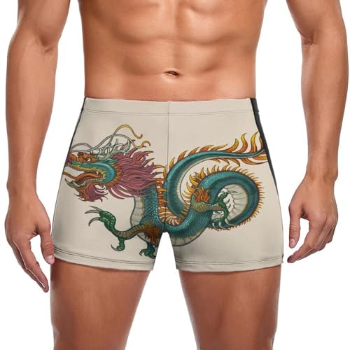 Slip de bain dragon vert pour homme idéal pour la natation sportive