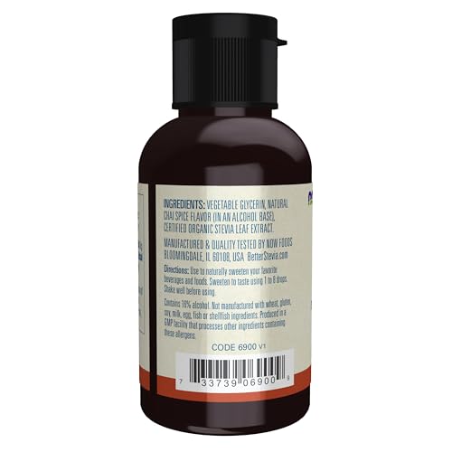 image for NOW Foods BetterStevia Chai Spice Zero-Calorie Liquid Sweetener, Keto 