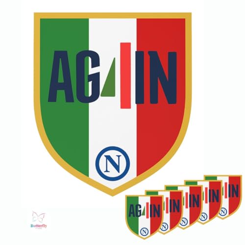 Set completo da 6 adesivi: 1 scudetto grande (10 × 12 cm) per vetro o carrozzeria auto moto + 5 adesivi piccoli (4,3 × 5 cm) ideali per casco, laptop o notebook.