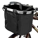 MyGift Multi Purpose Black Bicycle Basket Carrier/Car Organizer with Drawstring Closure & Top Handles