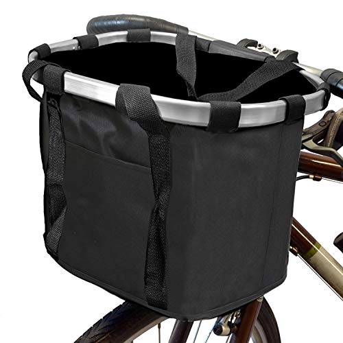 MyGift Multi Purpose Black Bicycle Basket Carrier/Car Organizer with Drawstring Closure & Top Handles