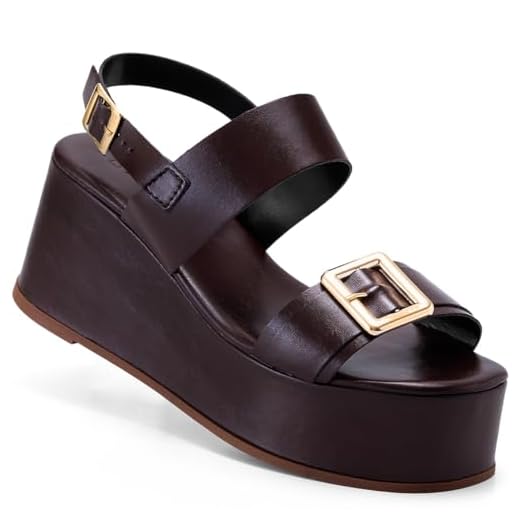 Sandália Feminina Lumiss Anabela Plataforma Confortável Fivela marrom38