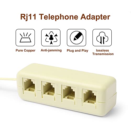 Divisor Telefónico RJ11 1 Macho a 4 Hembra Beige miniatura 4