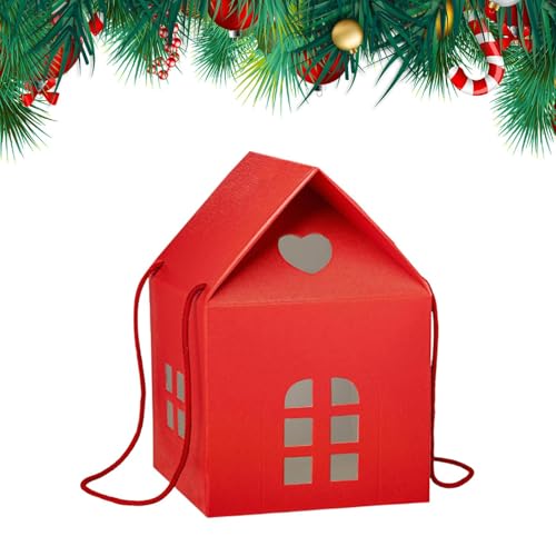 クリスマス クッキー ボックス | 家形 紙製 お菓子 容器 - クリスマス スナック ボックス - フルーツ用 手工芸品用 ストッキングスタッファー用 家族団らん用 ブティック用 デパート用 オフィス用 教師用 学生用
