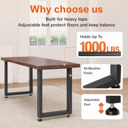 Image of 28 inch Heavy Duty Square Metal Table Legs, 28x24 Inch, Set of 2