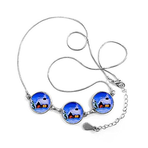 Collier arbre d'hiver et maison cheminée idéal pour accessoiriser vos tenues de saison froides