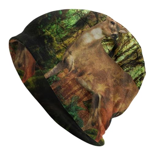 Casual Beanie Hat, Fawn in The Fantasy Forest Men/Women/Teenagers/Boys/Girls Pullover Hats, Fashionable Knitted Hats Black