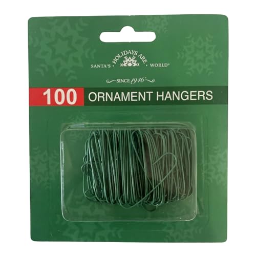 Green Ornament Hooks, 100-Piece Box Set Christmas Tree Hooks for Ornaments and Baubles
