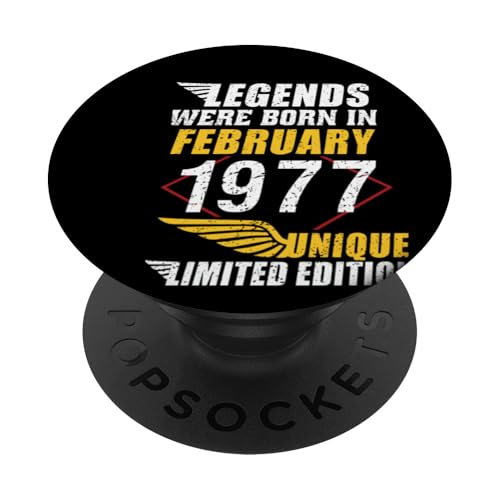 Cumpleaños Febrero 1977 Edición Limitada Regalo February PopSockets PopGrip Intercambiable