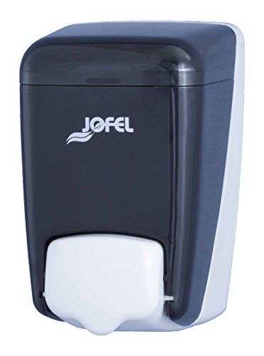 Jofel - Distributore di sapone a parete, ricaricabile con 0,4 l di sapone liquido, Distributore di sapone per bagno, Corpo in ABS ad alta resistenza, Blu AC84000, SAN Fumé