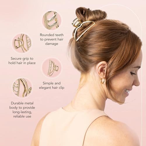 Kitsch Open Shape Metal Hair Clips for Women - Gold, 1 Pc - 2