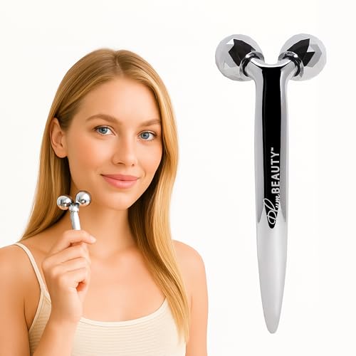 Plum Beauty Contouring Dual Ended Silver Face Roller for Wrinkles and Lifting, - Face Rollers for...