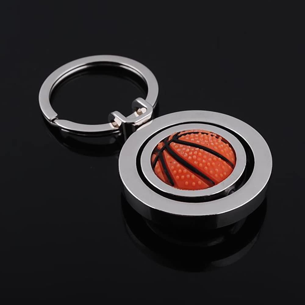 Pack De 2 Llaveros De Baloncesto Giratorios 3D En Metal Plateado – Regalo Deportivo Para Fans, Jugadores Y Amigos