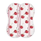 siphylline Juego de 2 trapos para eructos de algodón a rayas de cerezas rojas, suaves y absorbentes, unisex, 22 x 11 pulgadas
