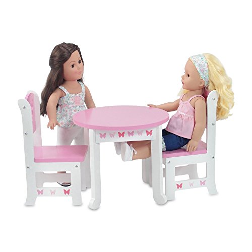 Emily Rose 18 Inch Doll Kitchen Table and 2 Chair Dining Set | 18-in Doll Furniture Accessory - Butterfly Theme