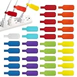 40-Pack Multi-Color Cable Labels - Write-On Self-Adhesive Wire Markers - Durable Nylon Cord Tags for Office, Home & IT - 8 Color-Coding Identification Strips for Ethernet, USB, Chargers & Power Cords