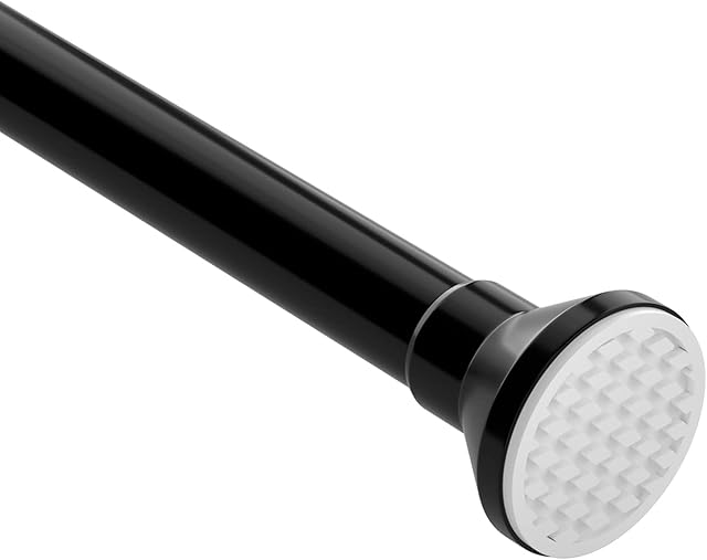 Shower Curtain Pole Black Tension Rod Extendable Shower Curtain Rail 66-120CM Curtain Pole No Drilling Telescopic Curtain Rod for Bath Curtain Kitchen