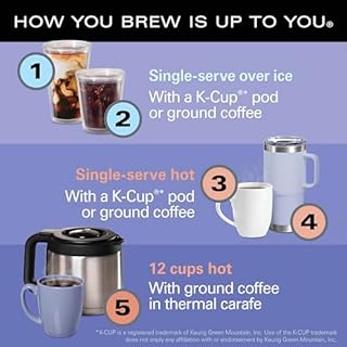 Hamilton Beach FlexBrew Advanced 5-in-1 Thermal Programmable 12 Cup Drip and Single Serve Hot & Iced Coffee Maker, Movable 60oz. Water Reservoir, Use Pod Packs and Grounds, Fast Brewing, Black (49929)