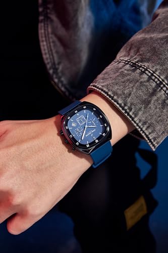 Image of Daniel Hechter Paris Bercy Collection Modern Multi Functional Watch for Men with Square Dial and Silicon Band-DHM1001