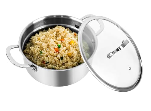 Prime Cuisine 5.4QT Tri-Ply Stainless Steel Dutch Oven with Lid