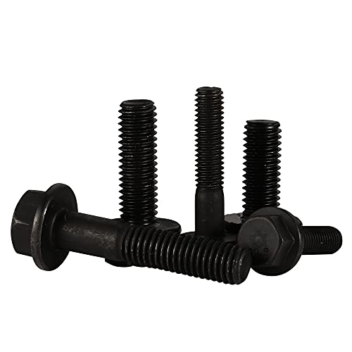 Image of M6 x 40mm Flanged Hex Head Bolts, Alloy Steel 10.9 Class, Black Oxide Finish, Partially Threaded, 15 PCS