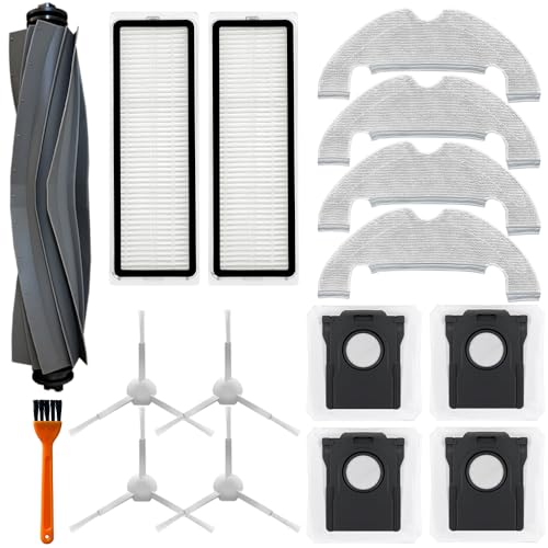 D10 Plus gen 2 Replacement Parts Accessories Compatible with Dreame D10 Plus Gen 2 Robot Vacuum Cleaner, Including 1 Main Brush, 2 Hepa Filters, 4 Mop Pads, 4 Edge-Sweeping Brushes, 4 Dust Bag