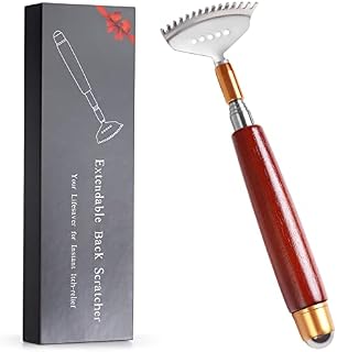 Aznrszy Back Scratcher, Best Back Scratcher for Women Men Adults Extendable with Massage Bead, Solid Wood Handle and Upgraded Widen 304 Stainless Steel Claw, Handheld Massager for Face Neck Foot
