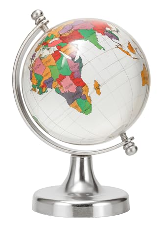 Image of Luxury Crystal Mini Globee with Silver Stand- Elegant World Globe for Desk or Office Decor, Modern Decorative Glass Globe with Etched Continents (Colourful Globe, Mini)