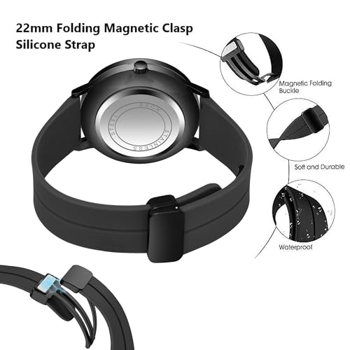 Image of Shocknshop RevolveX Rotating Hollow Wheel Hub Creative Fashion Analog Silicone Magnetic Strap Wrist Watch for Men Boys -WCH368