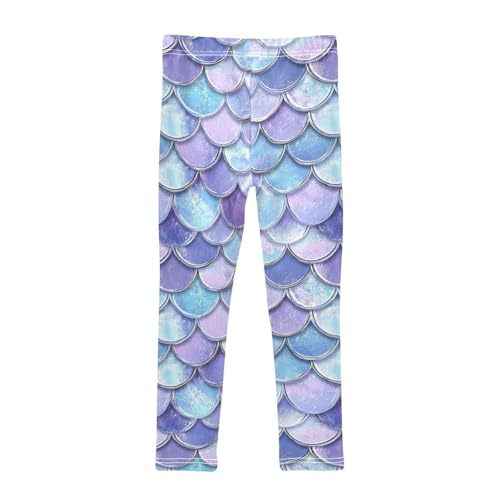 Mermaid Scales Girls' Leggings Toddler Doodles Purple Kids Yoga Pants Dance Active Tights 4T2