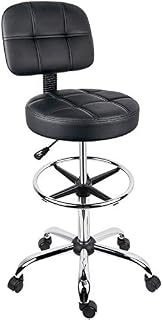 Leopard Round Drafting Chair, Adjustable Swivel Tall Drafting Stool Office Chair for Standing