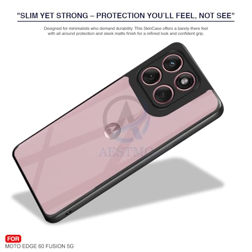 Image of AESTMO Moto Edge 60 Fusion 5G Back Cover | 360 Protection | Crystal Clear Hard Back Transparent | Bumper Case for Moto Edge 60 Fusion 5G (PC+TPU, Black Bumper)