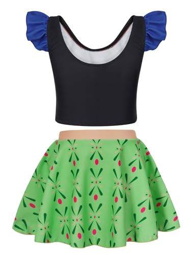 WonderBabe Princess Swimsuits Girls Two Pieces Swimsuits Summer Rash Guard Swimwear Ruffles Sleeve Bathing Suit with Skirt2