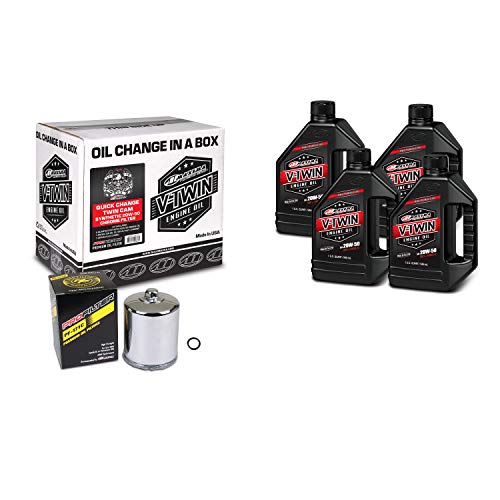 Maxima Racing 90-119014PC Quick Change Twin Cam Synthetic 20W-50 Chrome Filter Engine Oil Change Kit