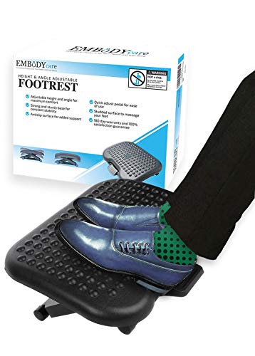 Version 2019 Under Desk Foot Rest & Adjustable Footrest - Ergonomic Footrest for Desk Soothes Your Tired & Achy Feet - Office Foot Rest Under Desk with Foot Massager (Charcoal Grey) - Best Footrests