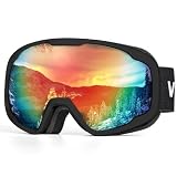 Victgoal Skibrille Herren Damen Snowboardbrille Anti-Beschlag OTG Designed Brille mit UV Schutz Sphärische Brille für Winter Schneesport Skifahren Snowboarding (Schwarz)