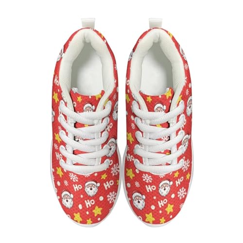 Kids Christmas Sneaker Cozy Anti-Slip Lightweight Tennis Shoes for Litter Kids Breathable Lace-Up Running Shoes for Big Kid US 11.5-3