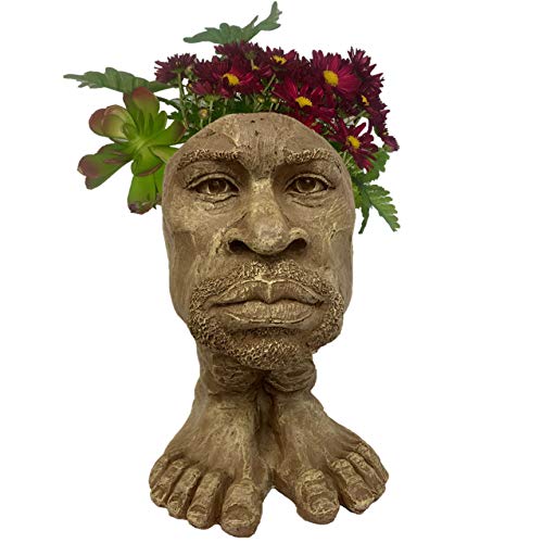 Homestyles 14.5 In. Stone Wash Uncle Kimoni The Muggly Face Statue Planter Hold 6" Pot #TOP1