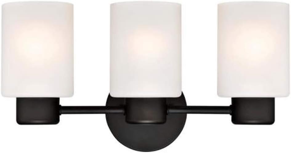 Ciata Lighting Bathroom Light Fixtures Over Mirror, Three-Light Rubbed Bronze Finish Bathroom Vanity Light Wall Fixture with Frosted Seed Glass Finish for Bathroom