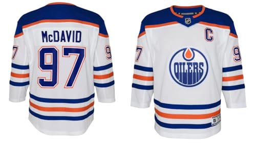 Connor McDavid 97 Edmonton Oilers Youth Boys Player Replica Jersey - (8-20) (US, Alpha, Large, X-Large, Regular, Away - White)
