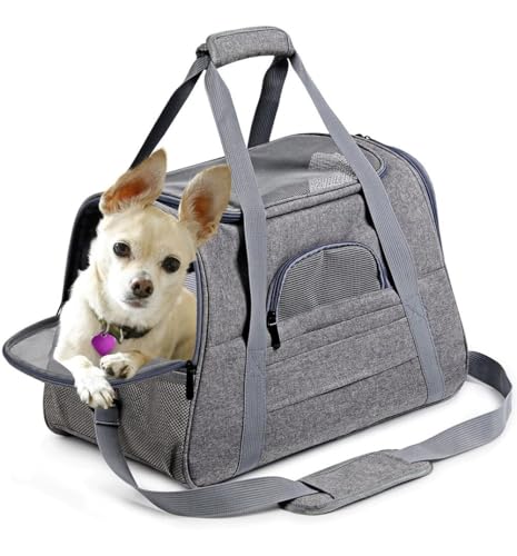 Bolsa de transporte pet avião para cães e gatos luxo Com almofada (Cinza)